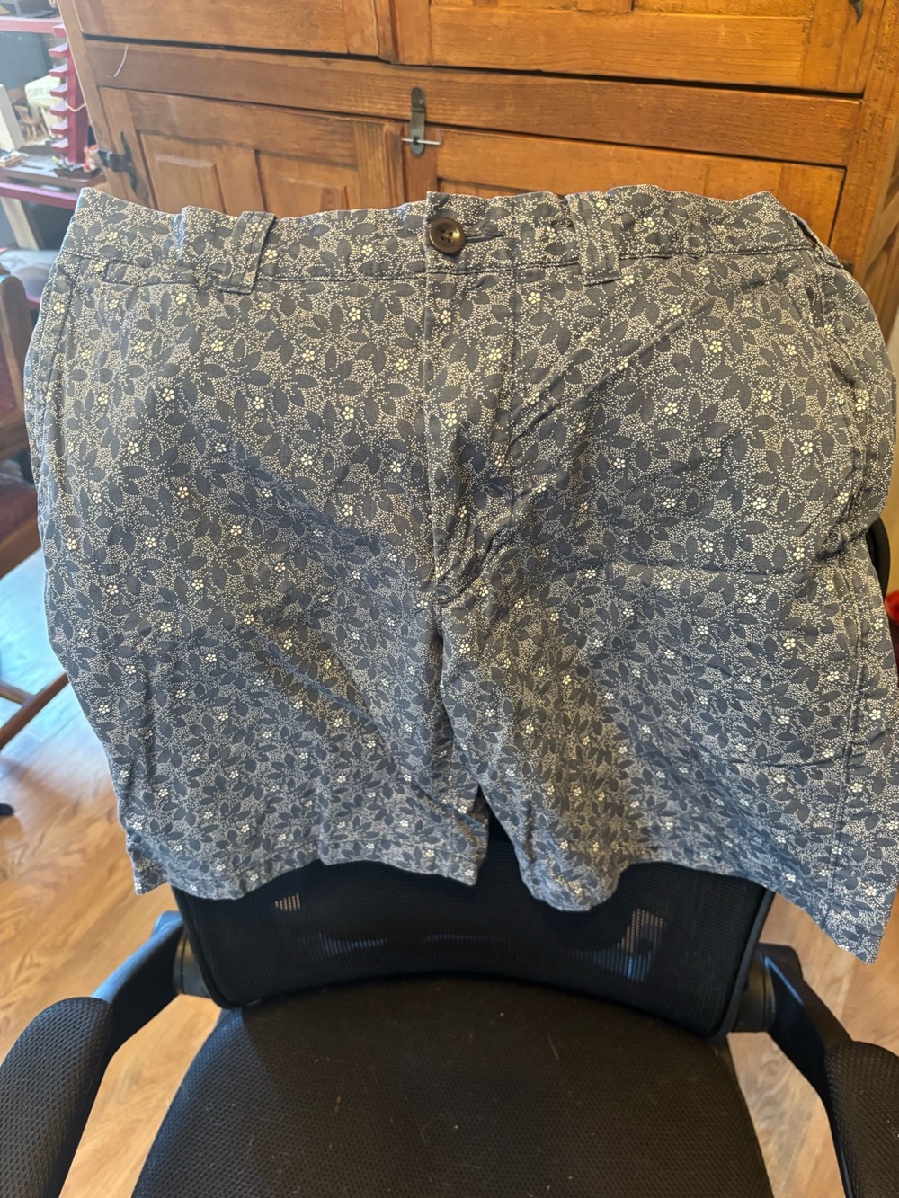 Blue Floral Cotton Shorts